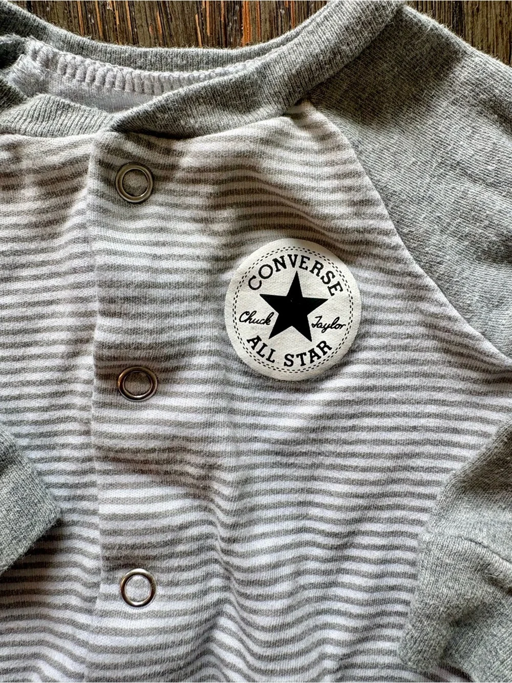 Converse Baby Grey Striped Footie Pajama- NB